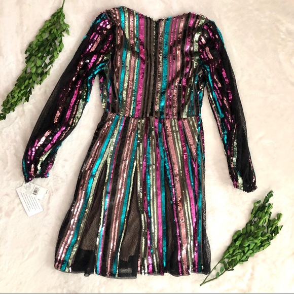 Aidan Mattox Sequin Striped Dress NWT - Picture 2 of 7